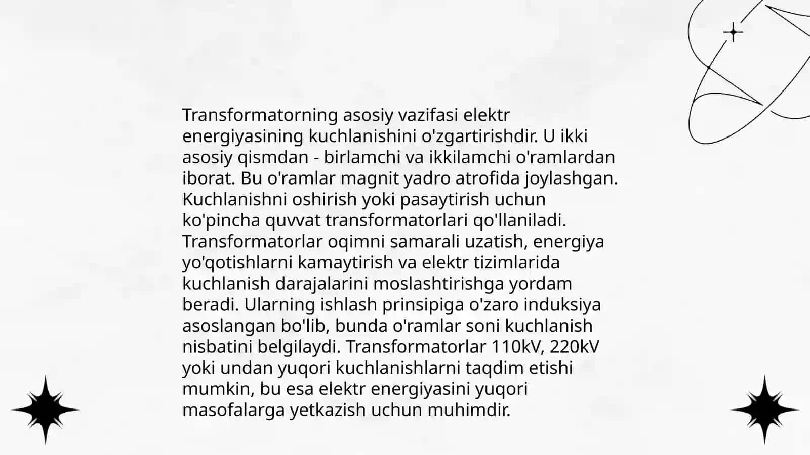 Bir fazali transfarmatorlarning ishlash prinsipi va tuzilishi, Azimova Nazokat 3
