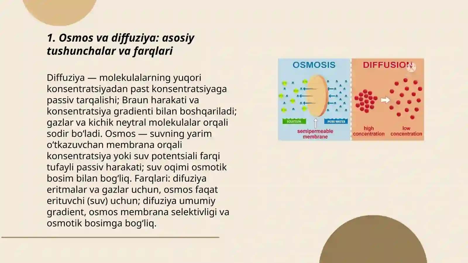 Osmos v diffuziya jarayonlarining biofizikasi 3