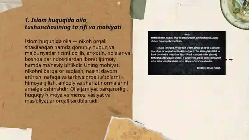 Islom huquqashunosliqida oila nikoh, taloq, idda, zihor tushunchalarini ta'riflash 3