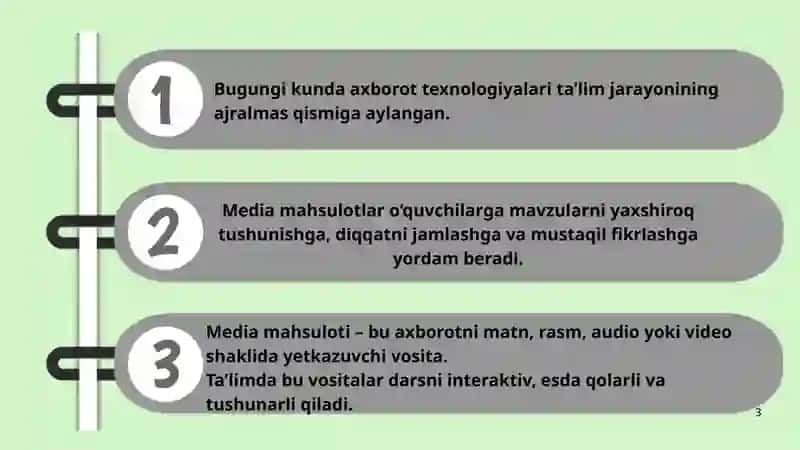 Media mahsulot turlari va ularning boshlangʻich taʼlimdagi ahamiyati 3