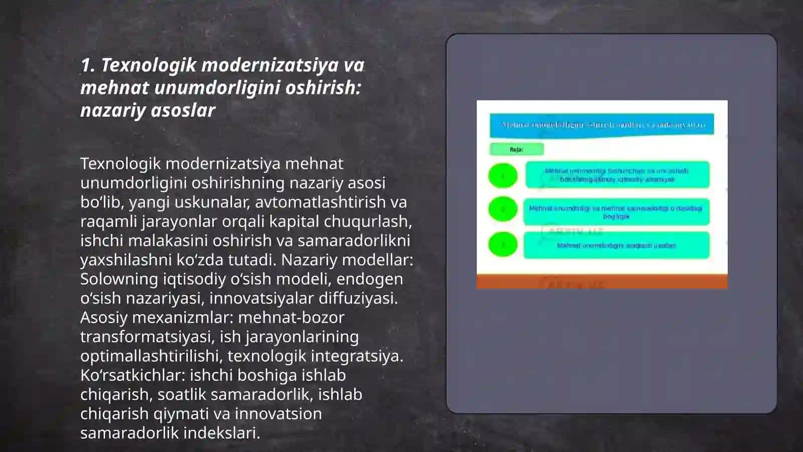 Mehnat unumdorligini oshirishda texnologik modernizatsiyaning roli 3