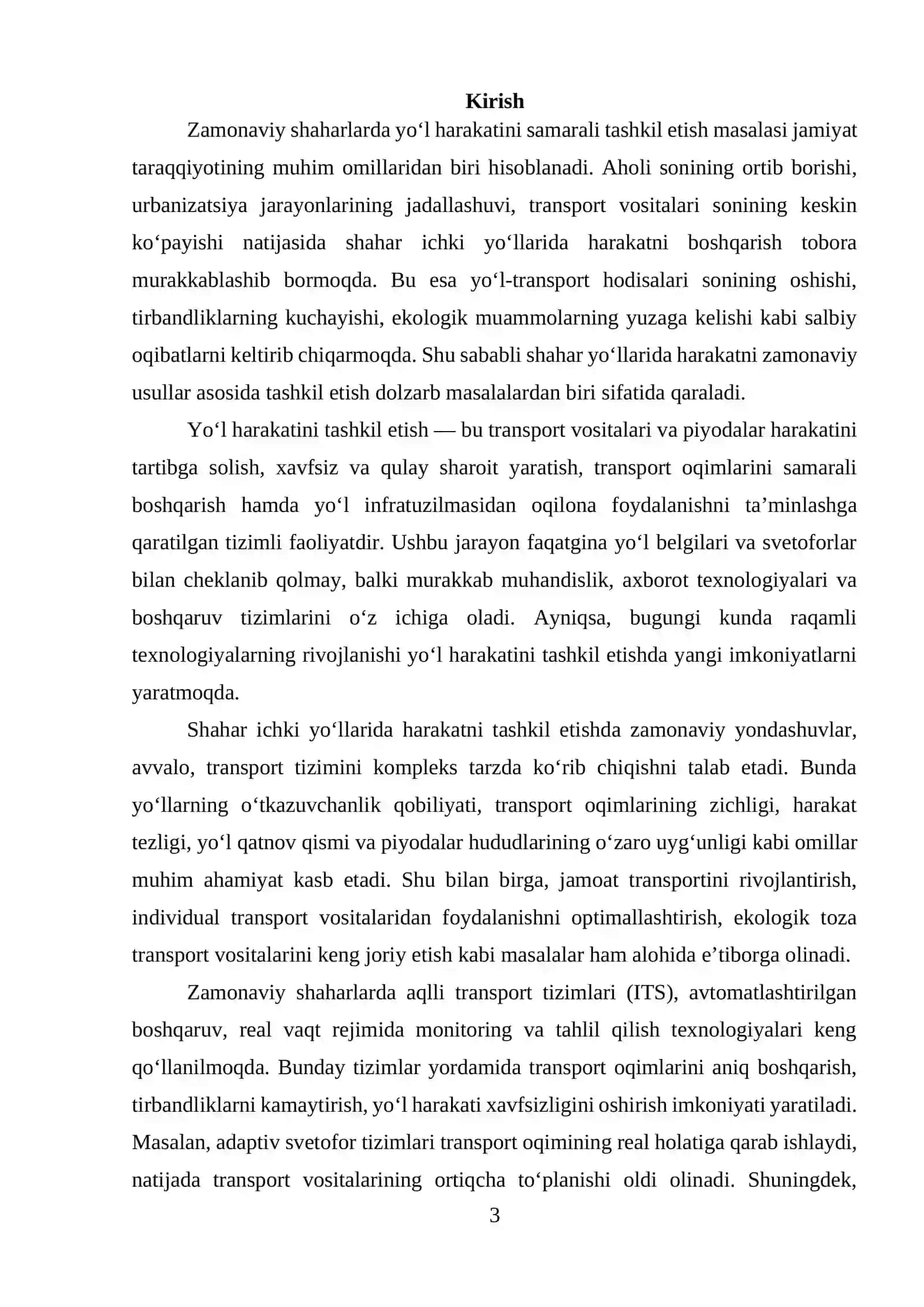 Shahar ichki yo‘llarida harakatni tashkil etishning nazariy asoslari 3