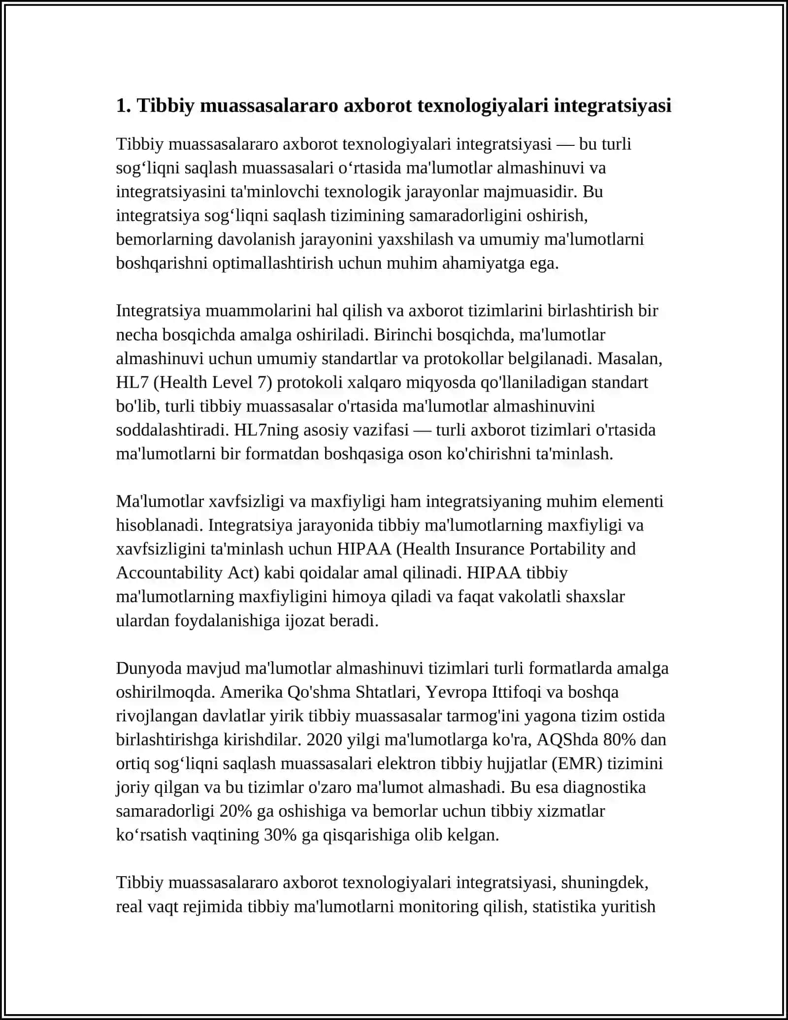 Tibbiy muassasalararo axborot texnologiyalari integratsiyasi 3