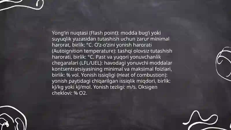 Modda materiallarini xavsizligini yonuvchanligini baholaydigan birliklar va ularni etiborga olish talablari 3