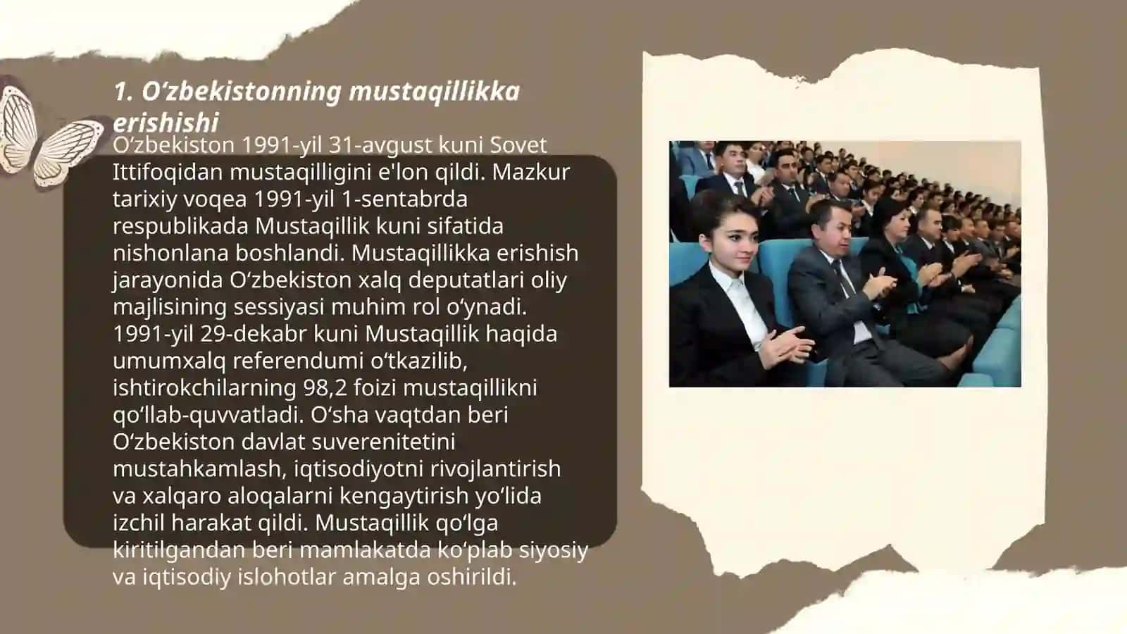 Oʻzbekiston demokratik fuqorolik, jamiyat asoslarining shakllanishi, amalga oshirilgan siyosiy islohotlar 3