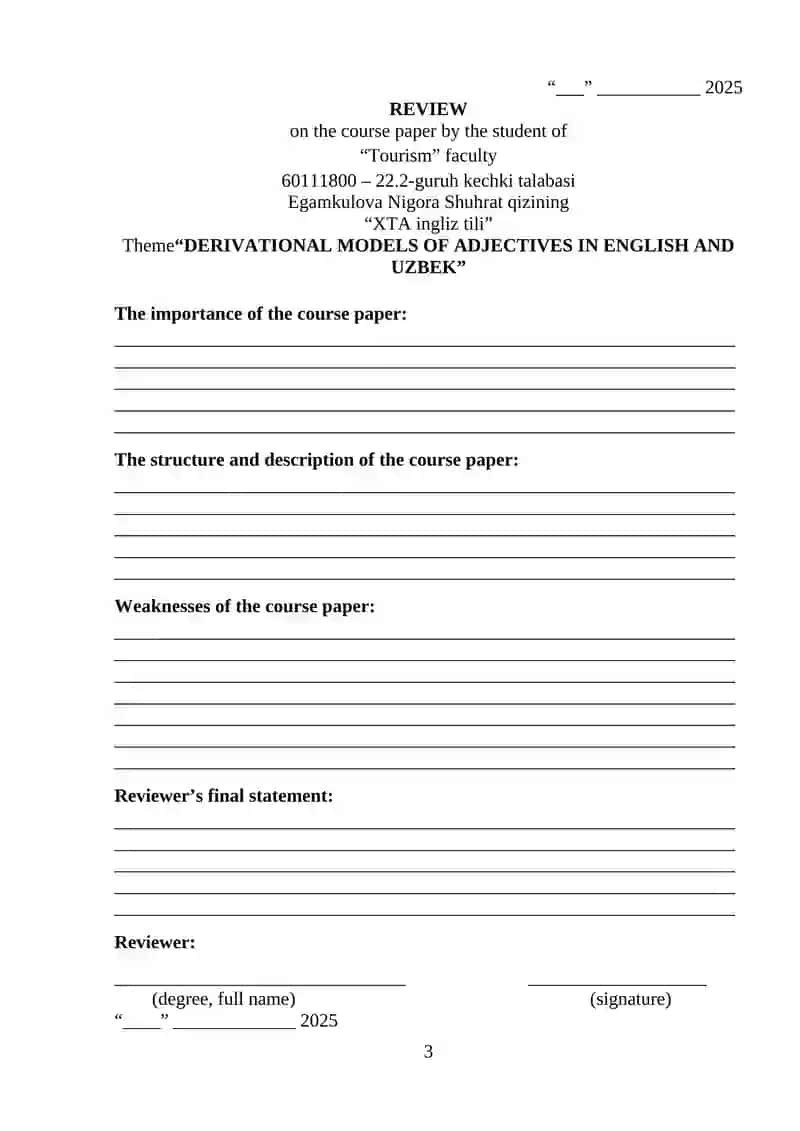 DERIVATIONAL MODELS OF ADJECTIVES IN ENGLISH AND UZBEK 3