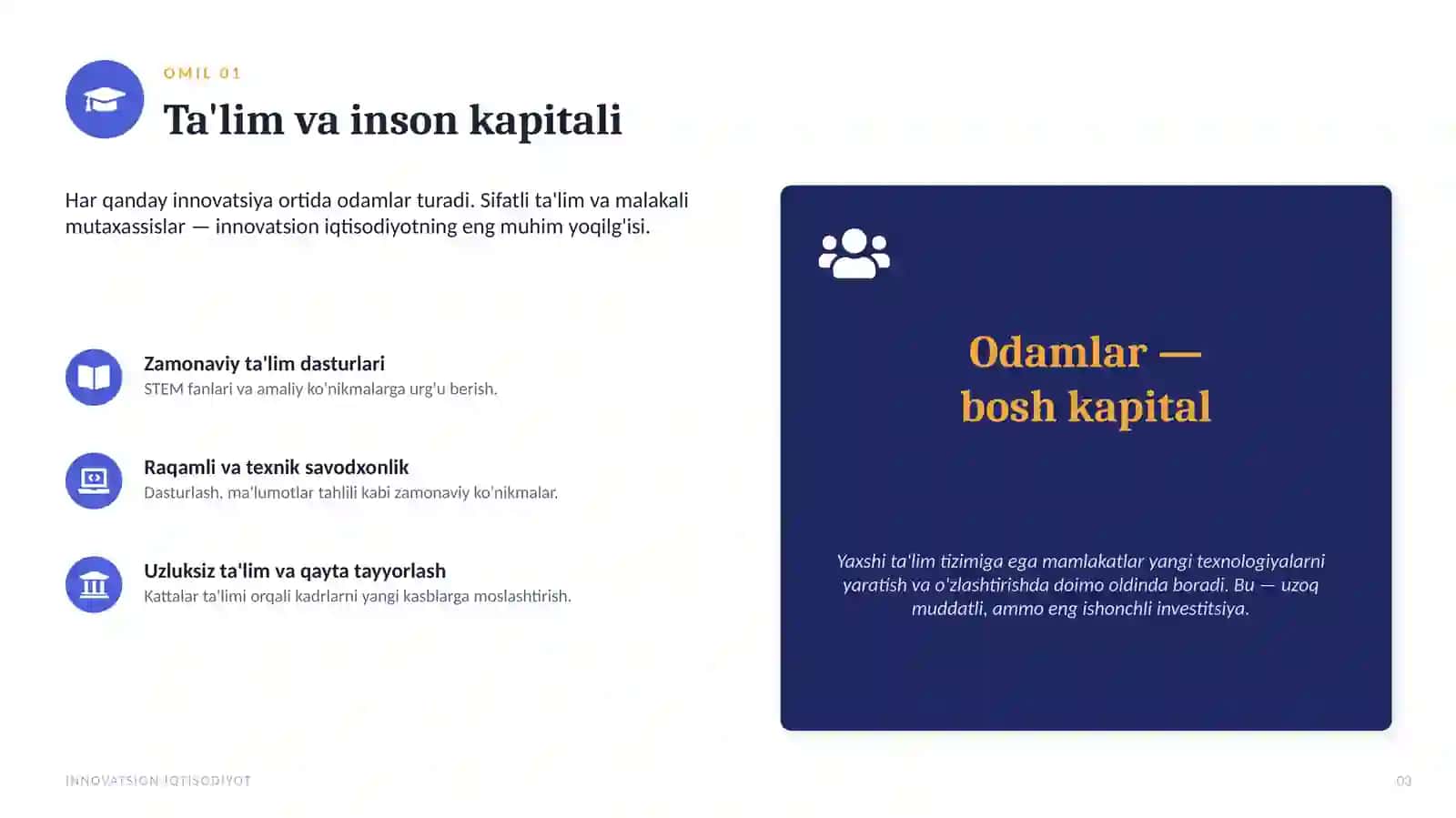 Innovatsion iqtisodiyotni rivojlantirish omillari 3