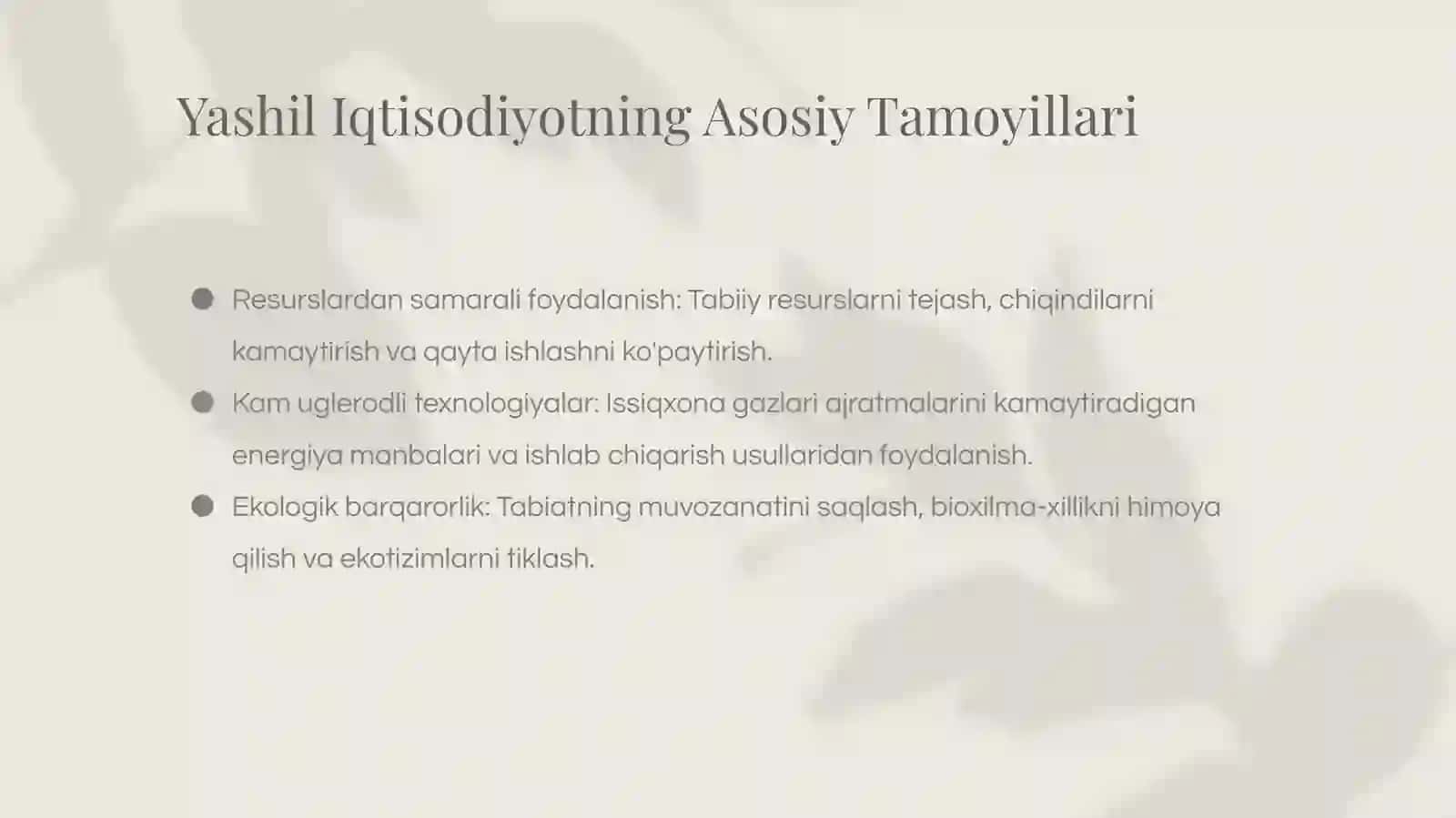 Yashil iqtisodiyot: Kelajakka Sanoqli Qadamlar 3