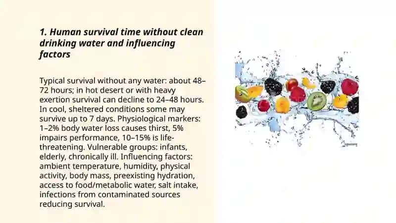 Human survival without clean drinking water 3