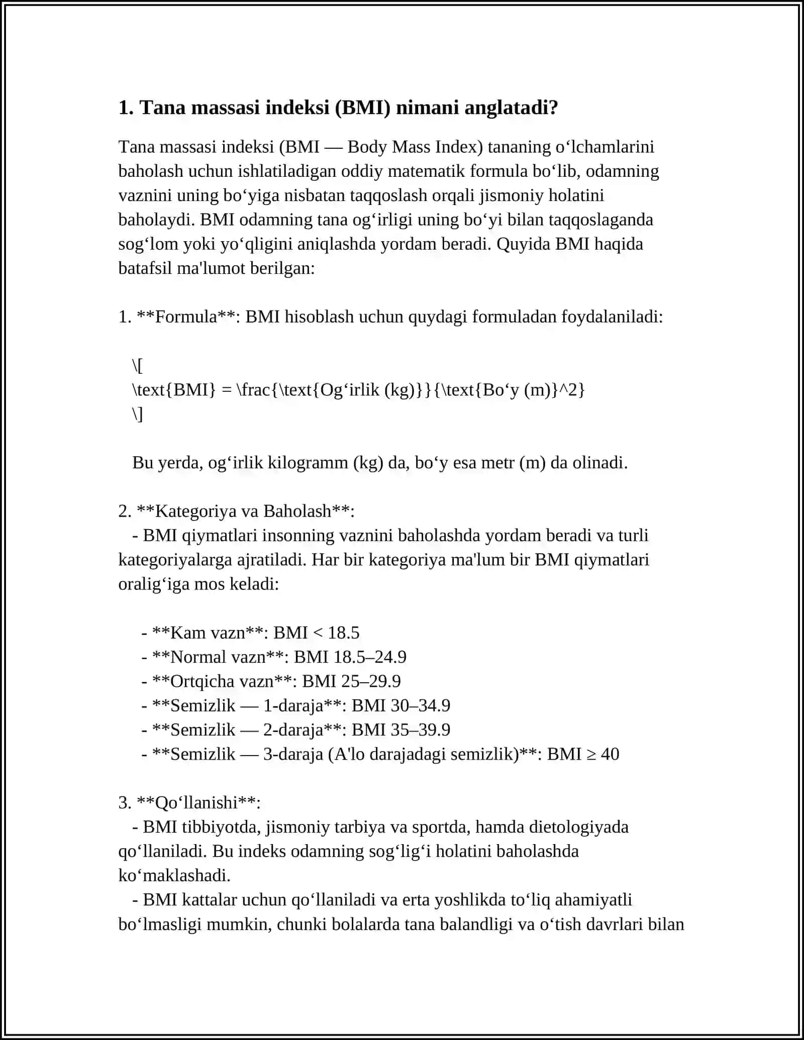 Tana massasi indeksi (BMI) 3