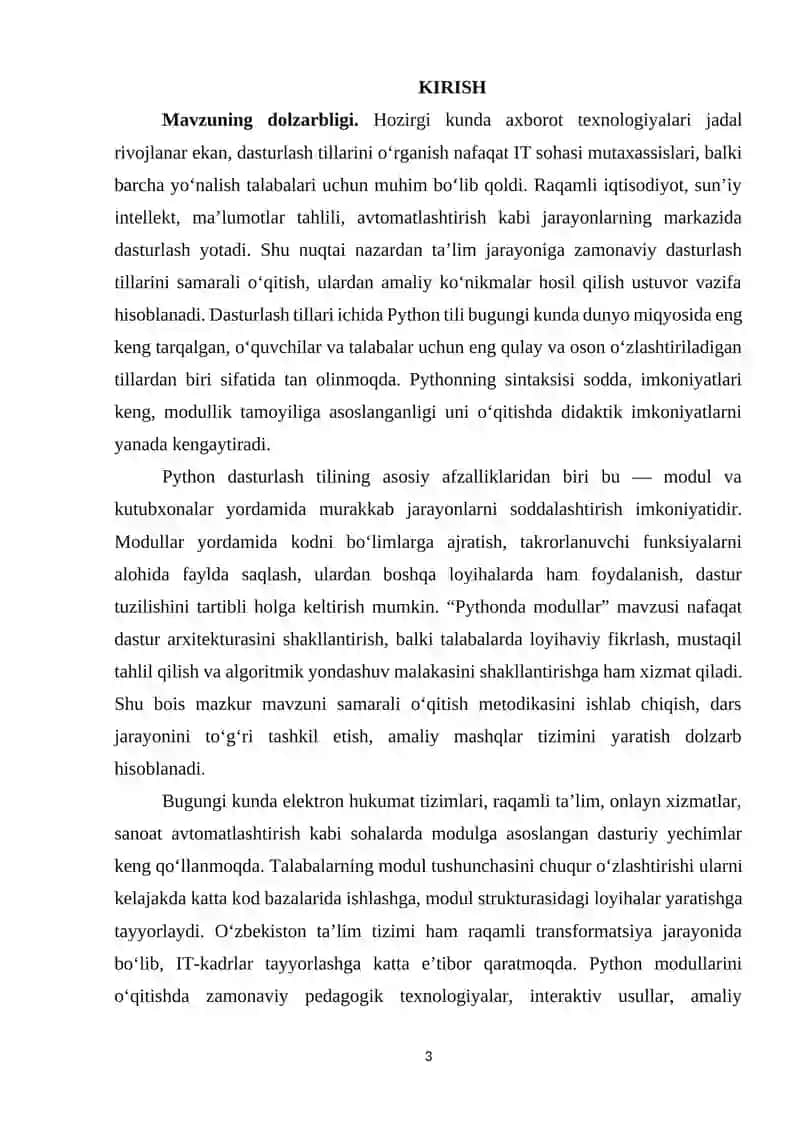 “Pythonda modullar” mavzusini o‘qitish metodikasi 3
