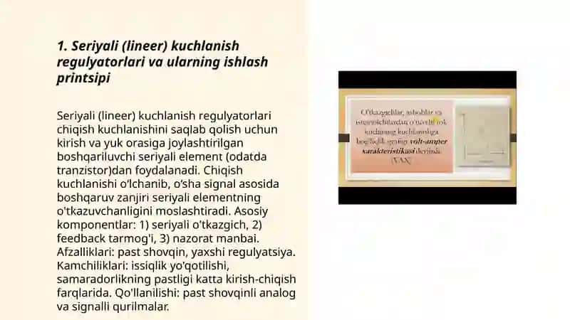 Tok va kuchlanish oʻzgarishini stabillash usullari 3
