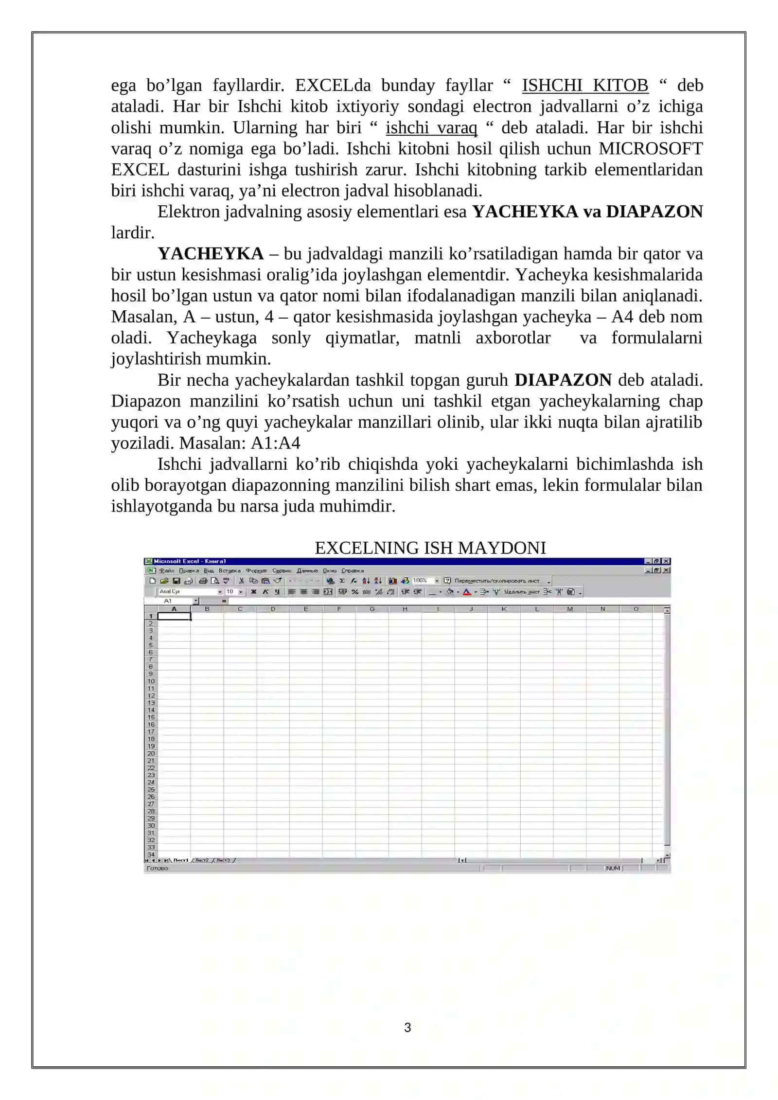 MICROSOFT EXCEL DASTURI 3