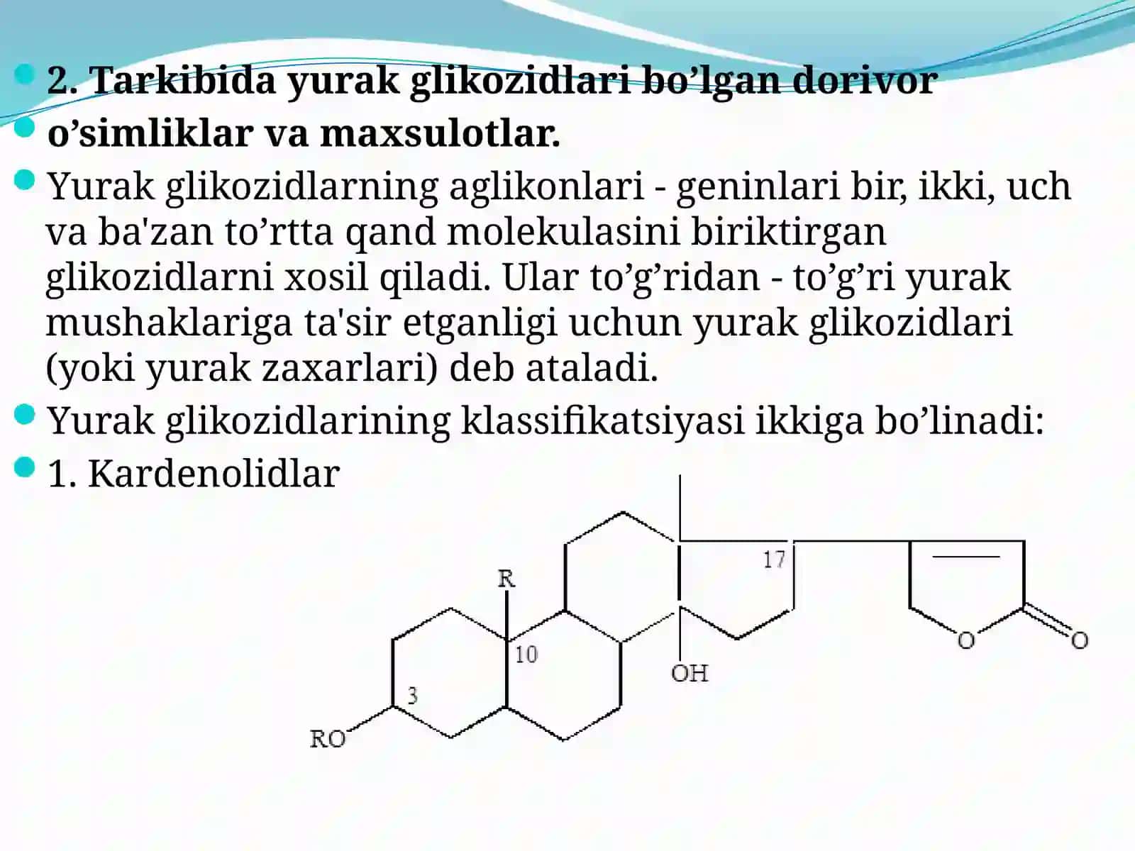 TARKIBIDA GLIKOZIDLAR VA YURAK GLIKOZIDLARI SAQLOVCHI DORIVOR O’SIMLIK VA MAHSULOTLAR 3