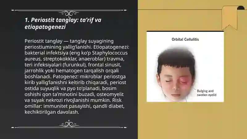 Periostit tanglay absessi koz kosasi ko'z osti flegmonasi 3