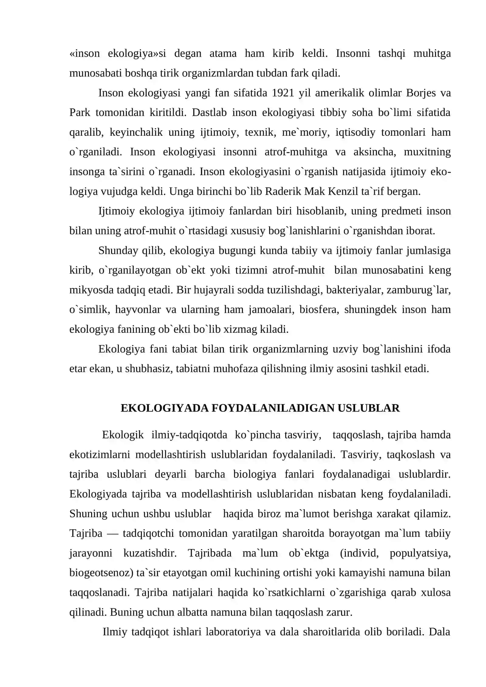Ekologiya fani va uning bo'limlari 3