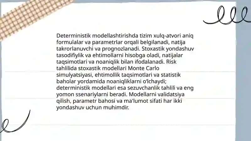 Modellashtirish va risklarni tahlil qilish 3