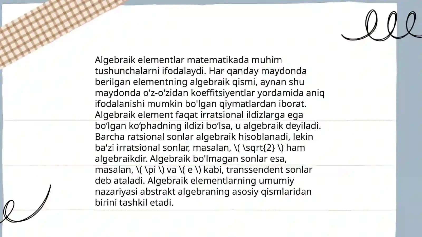 Algebraik elementlarni o'rgatish metodikasi 3