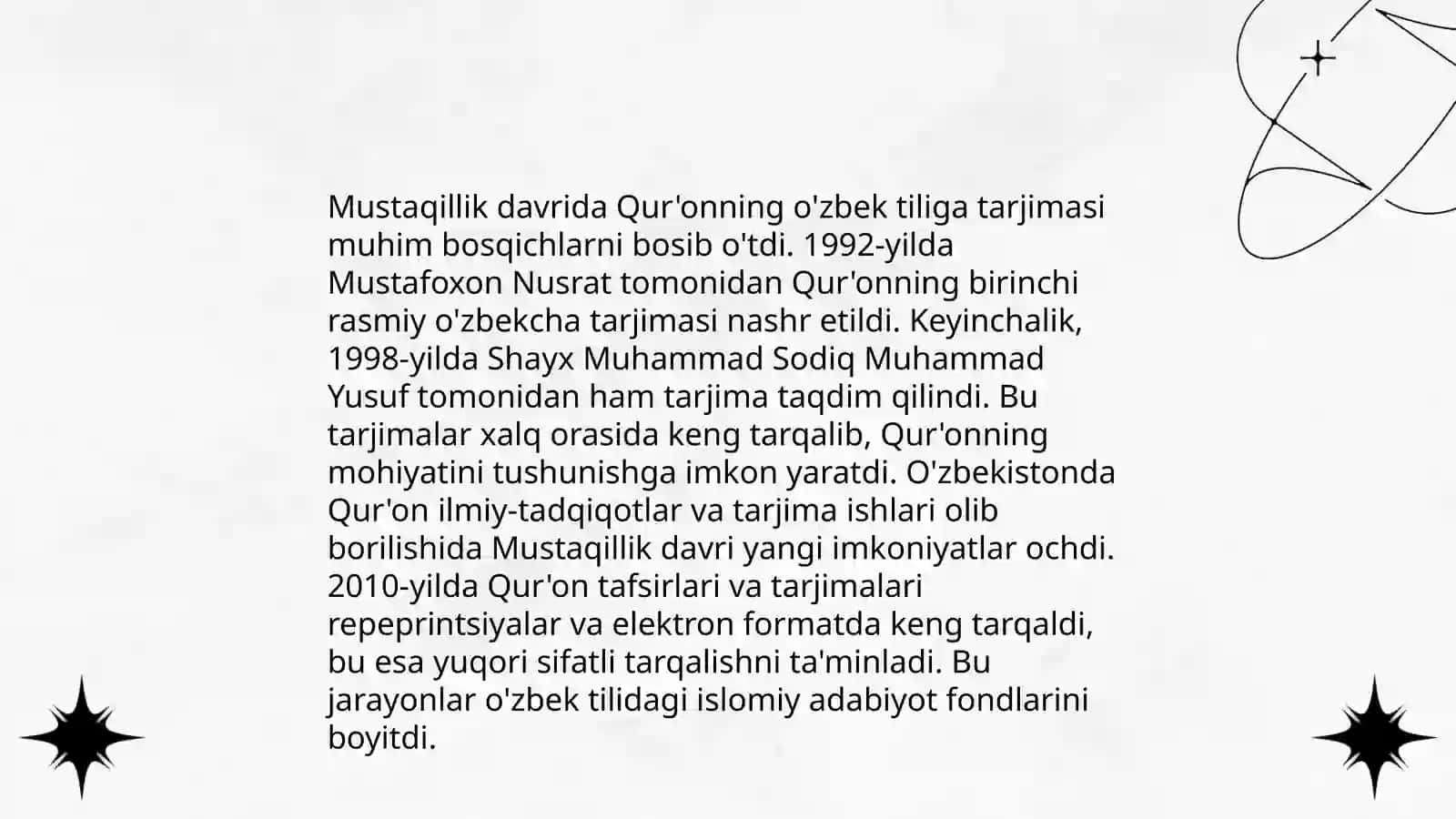 Mustaqillik yillarida Qur'onning o'zbek tiliga tarjima qilinishi va tafsirlari 3