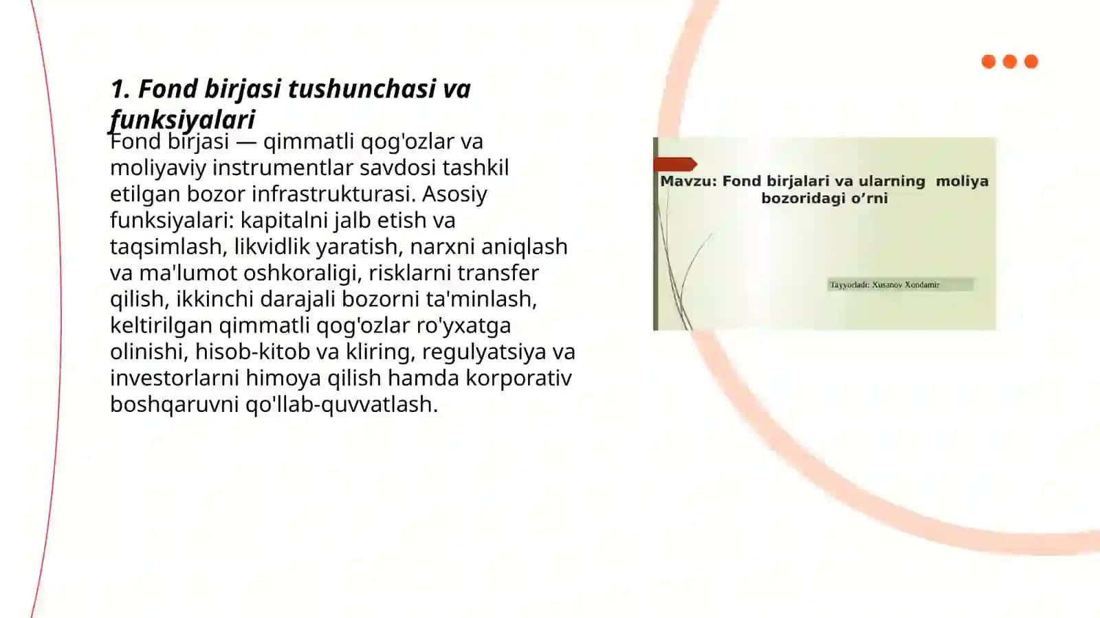 Fond birjalari faoliyati nazariy va tashkiliy huquqiy asoslari 3