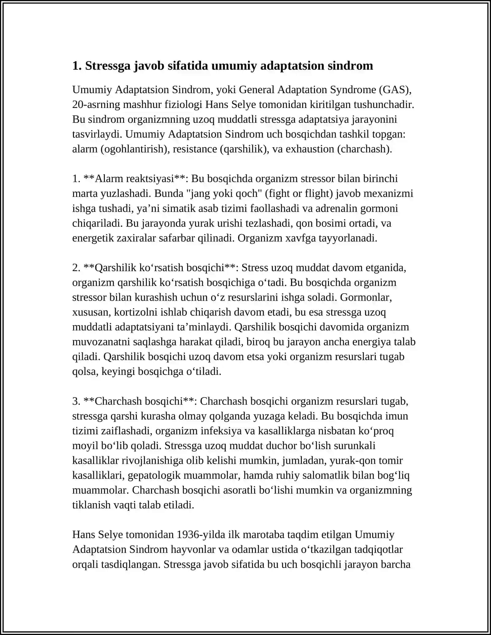 UMUMIY ADAPTATSION SINDROM. EMBRIOGENEZ PATALOGIYASI 3