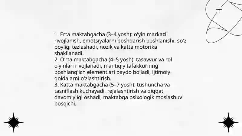 Maktabgacha yoshdagi bolalar psixik rivojlanishning umumiy tavsifi 3