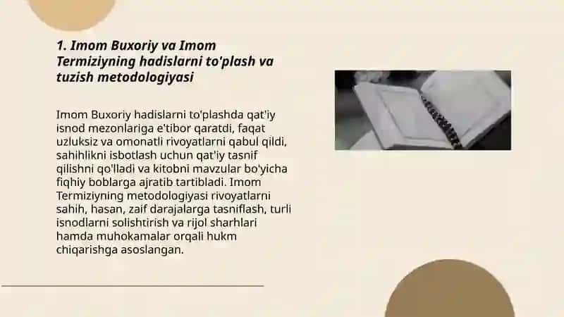 Imom Buxoriy va Imom Termiziyning hadis ilmiga qo'shgan hissalarini qiyosiy tahlili 3