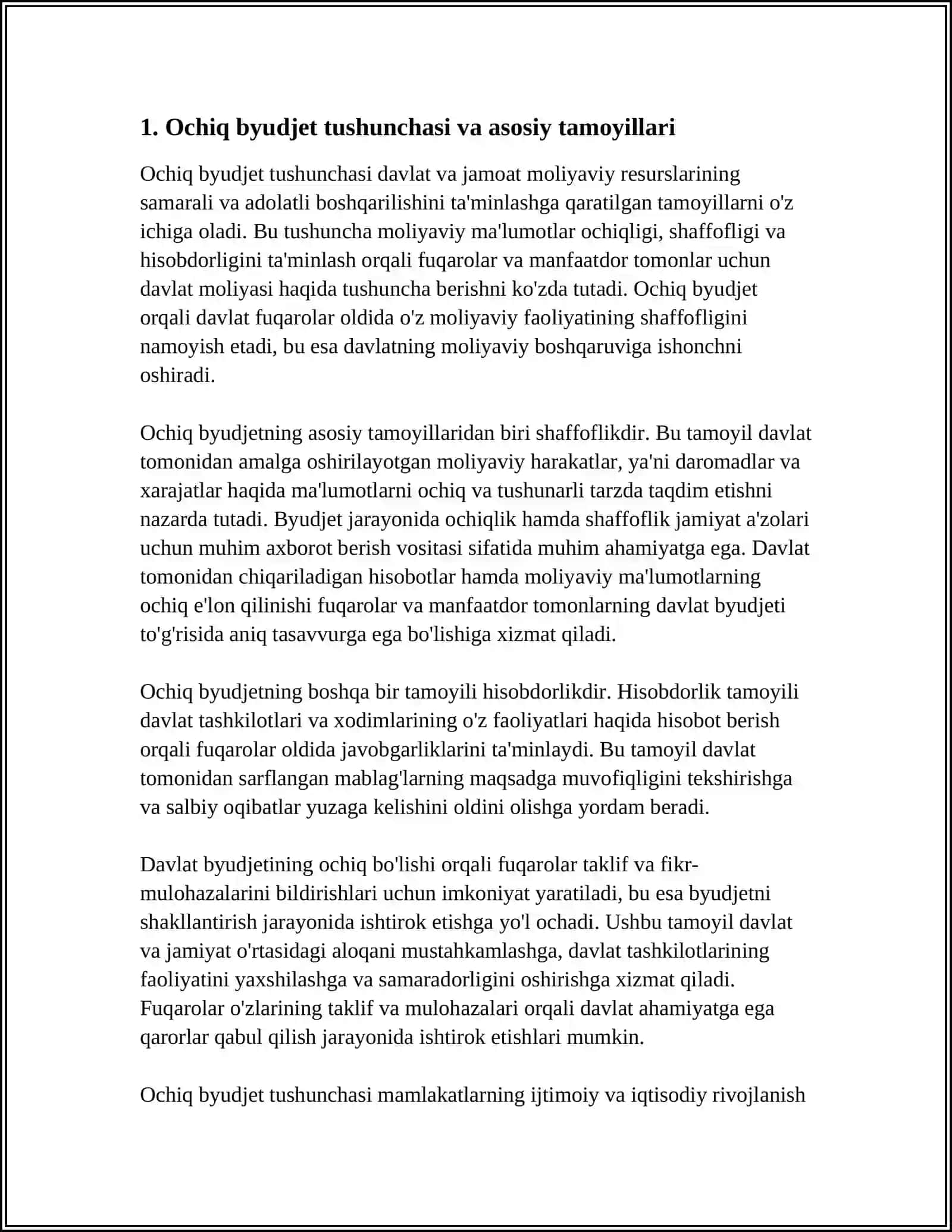 OCHIQ BYUDJET VA SHAFFOFLIK TAMOYILLARI 3