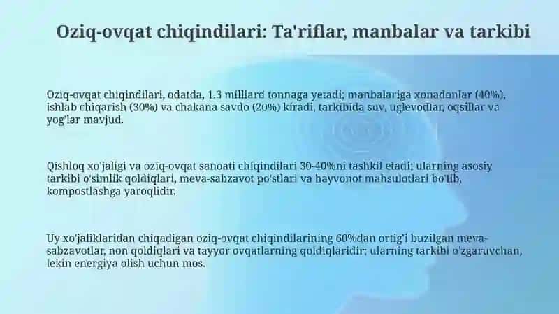 Oziq-ovqat chiqindilaridan ikkilamchi xom ashyo sifatida foydalanish 3