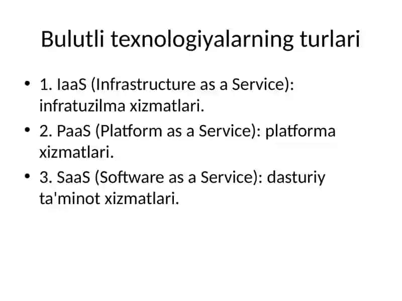 Bulutli texnologiyalar va ular bilan ishlash 3