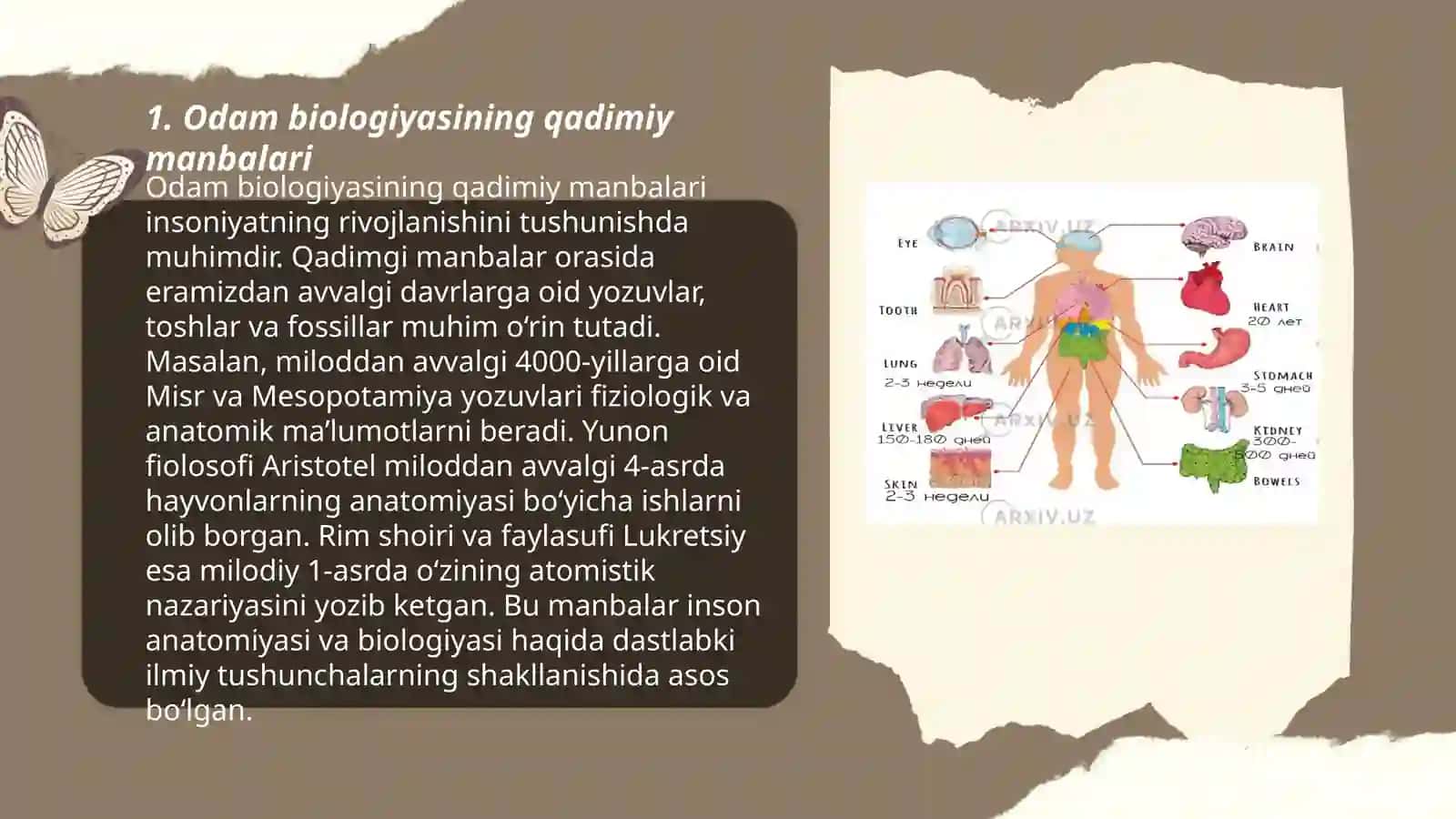 Odam biologiyasining rivojlanish tarixi.Odamning paydo bo'lishi haqidagi tushunchaning paydo bo'lishi 3