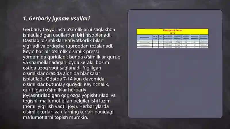 Gerbariy jıynaw hám tayarlaw usılları haqqında maǵlıwmat beriw 3