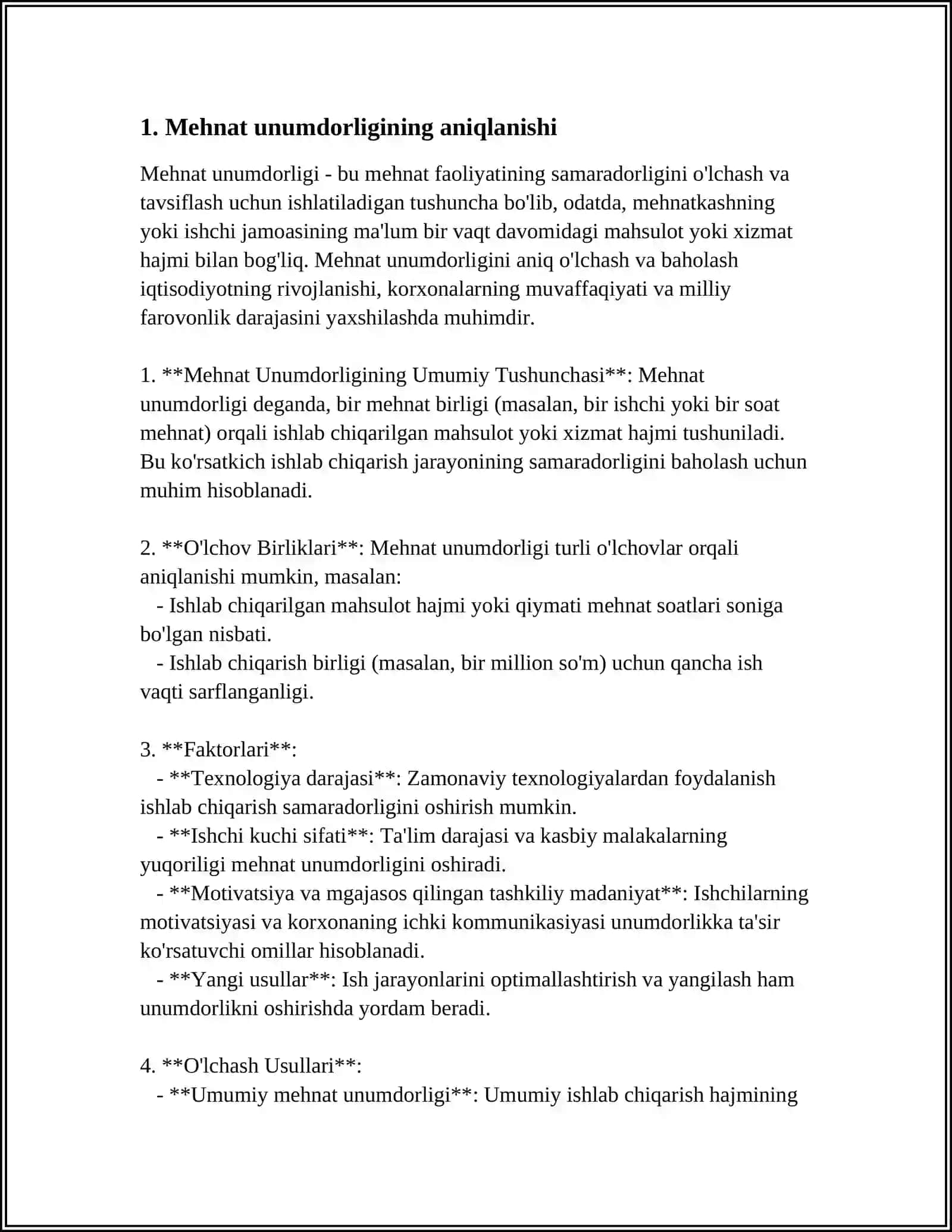 MEHNAT UNUMDORLIGI VA UNI BELGILOVCHI OMILLAR 3
