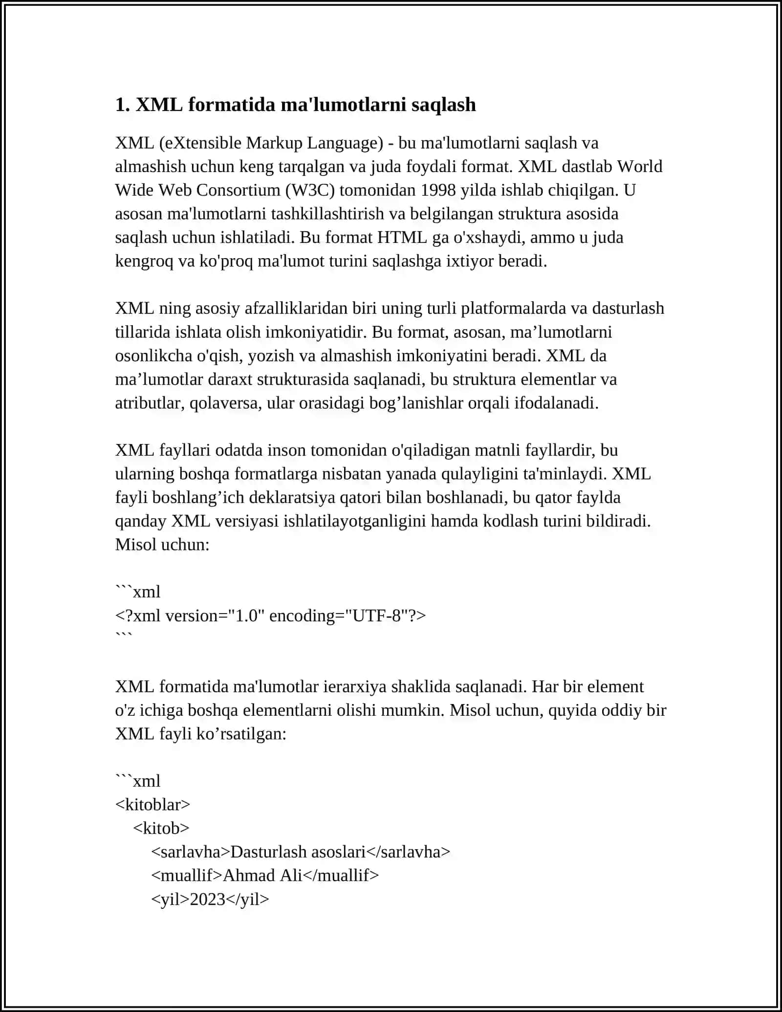 XML DA ISHLASH 3