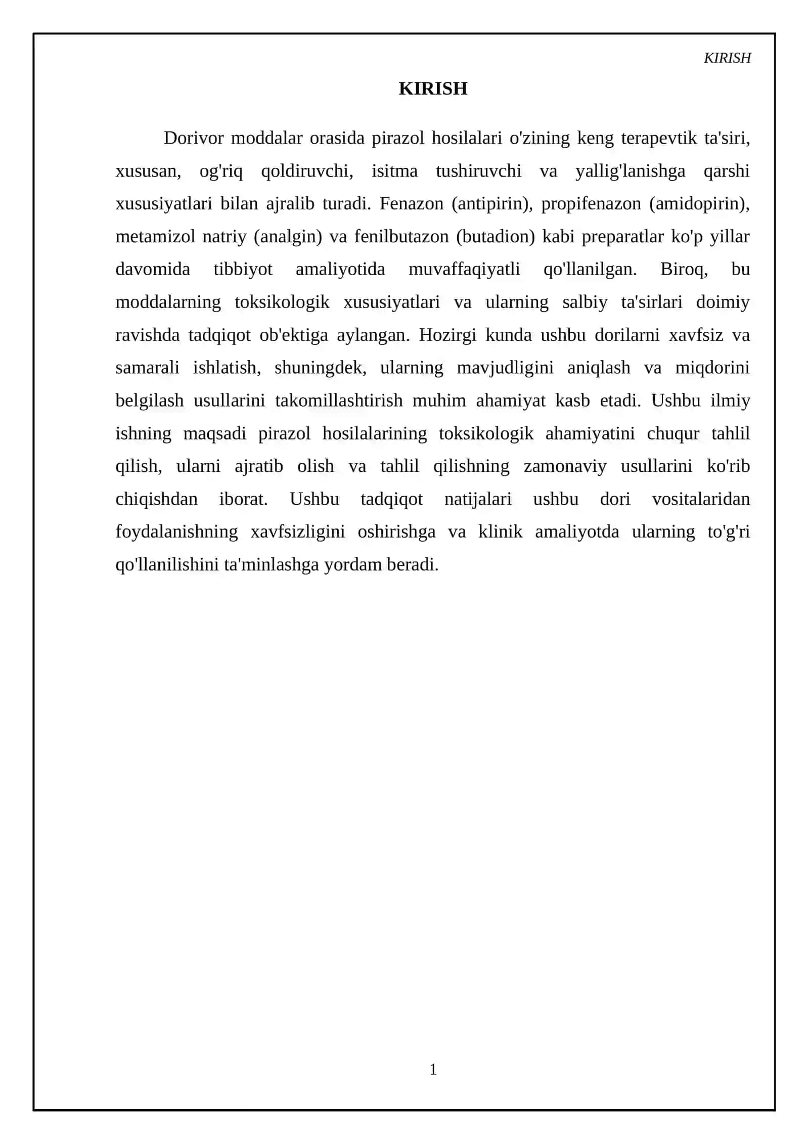 Pirazol Hosilalari Kimyosi va Farmakologik Guruhlanishi 3