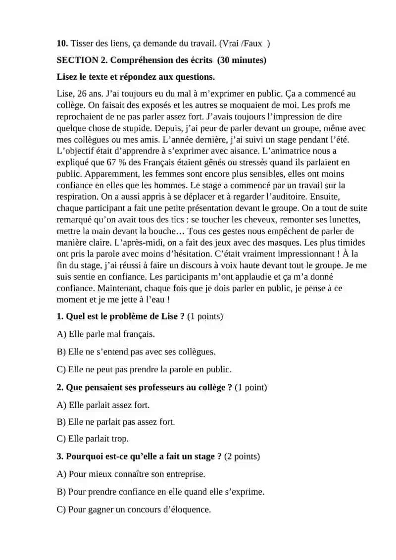 EXAMEN FINAL POUR LES ÉLÈVES DE LA 11E ANNÉE DES ÉTABLISSEMENTS D'ENSEIGNEMENT GÉNÉRAL POUR L'ANNÉE SCOLAIRE 2024-2025 3
