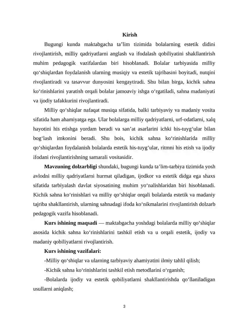 Milliy qo‘shiqlar asosida kichik sahna ko‘rinishlar. 3