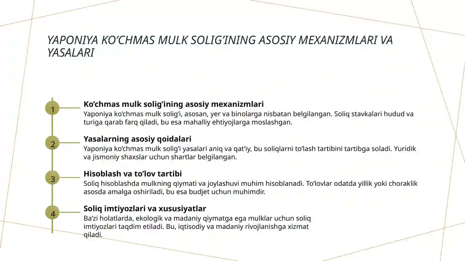 Yaponiya ko’chmas mulk solig’ini va O'zbekiston soliq tizimi bilan oxshashlik va farqli jihatlari 3