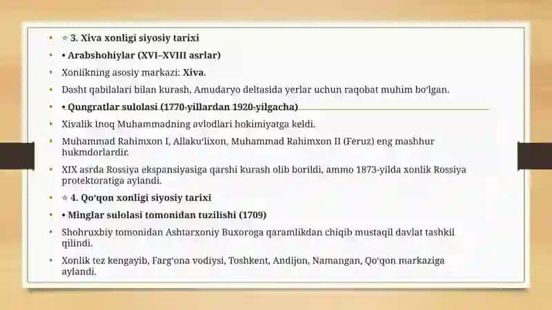 O‘rta Osiyo xonliklarining siyosiy tarixiga umumiy tavsif 3