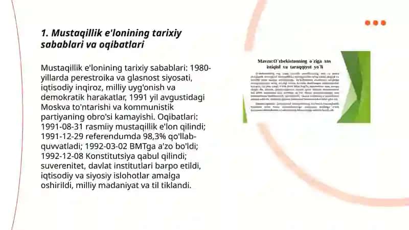 Mustaqillik e'lonining tarixiy sabablari va oqibatlari 3