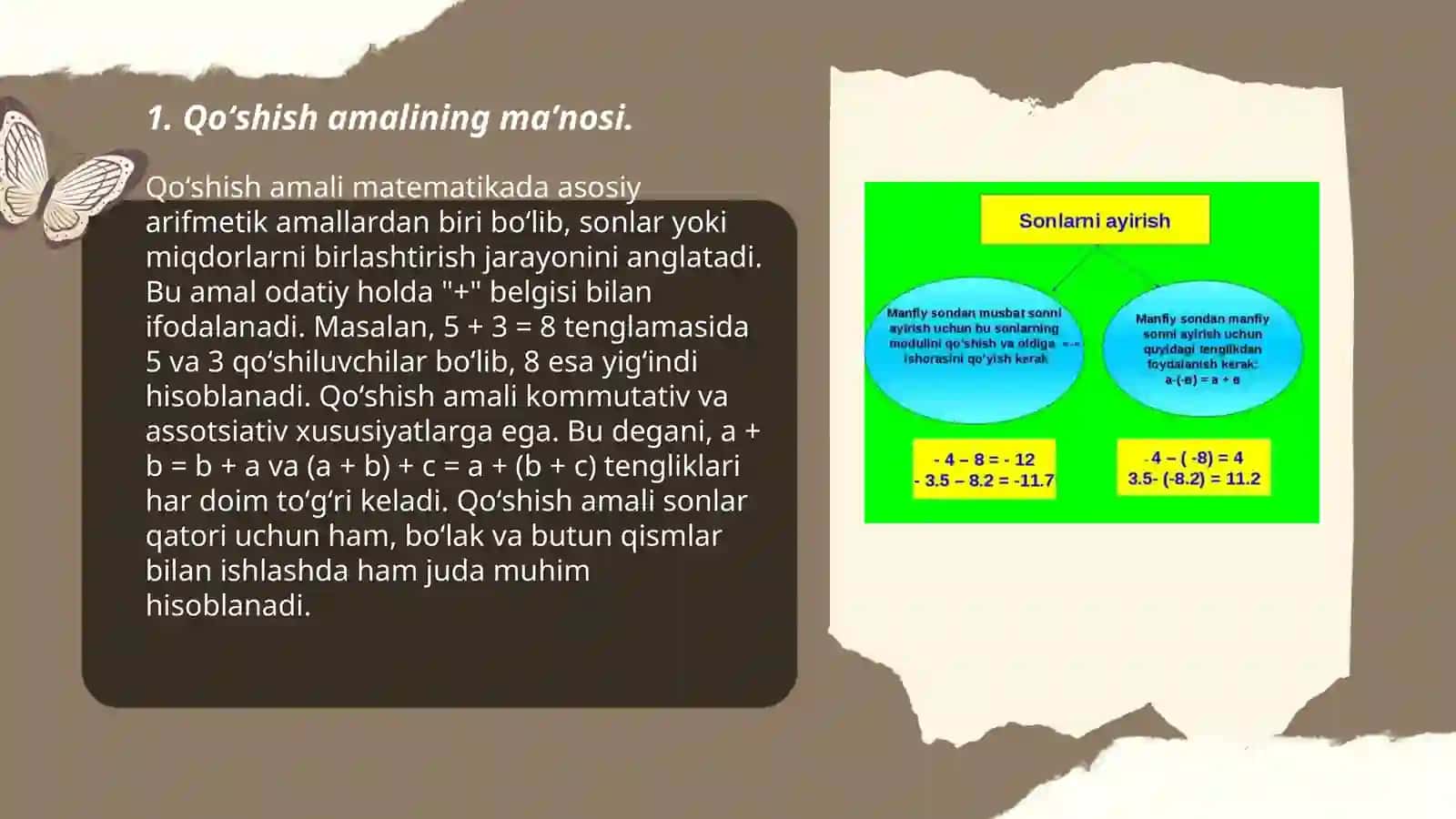 Qoʻshish va ayirish, koʻpaytirish va boʻlish amali maʼnosini ochib berish hamda uni konsentrlarda bajarilishini oʻrgatish 3