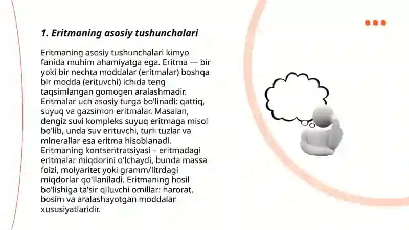 Eritmаdаgi erigаn mоddаning mаssа ulushini аniqlаsh. Fоizli kоnsеntrаsiyagа dоir hisoblashlаr 3