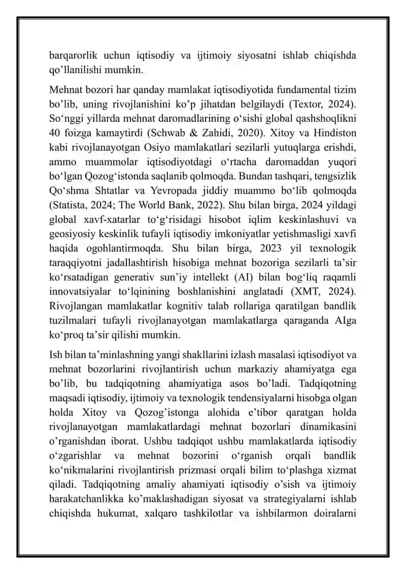 Mehnat bozoridagi o'zgarishlarni baholash va tahlil qilish 3