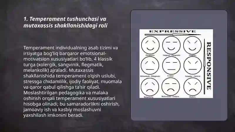 Temperament xususiyatlarining mutaxassis shakllanishidagi oʻrni 3