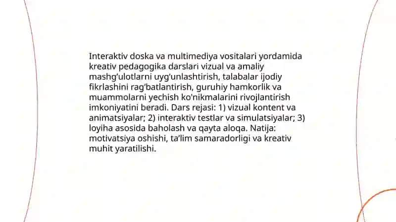 Kreativ pedagogika fanini óqitishda pedagogik texnologilardan foydalanish 3