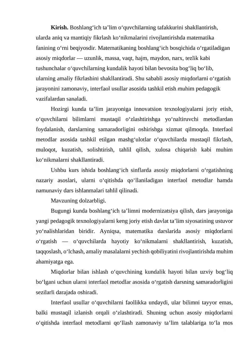 Boshlang‘ich sinflarda matematika darslarida asosiy miqdorlarni o‘rgatishning interfaol usullari 3