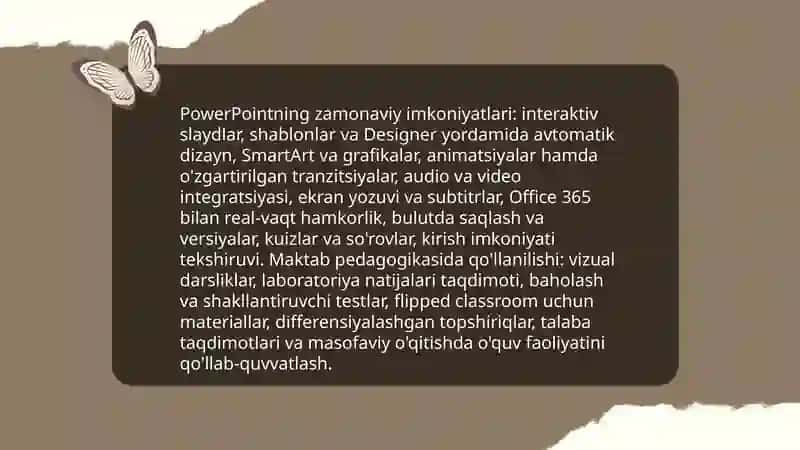 PowerPointning zamonaviy imkoniyatlari va maktab pedagogikasida qo'llanilishi 3