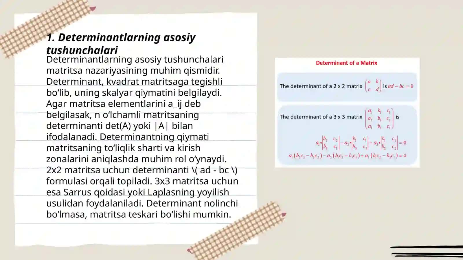 Determinant nazariyasi 3