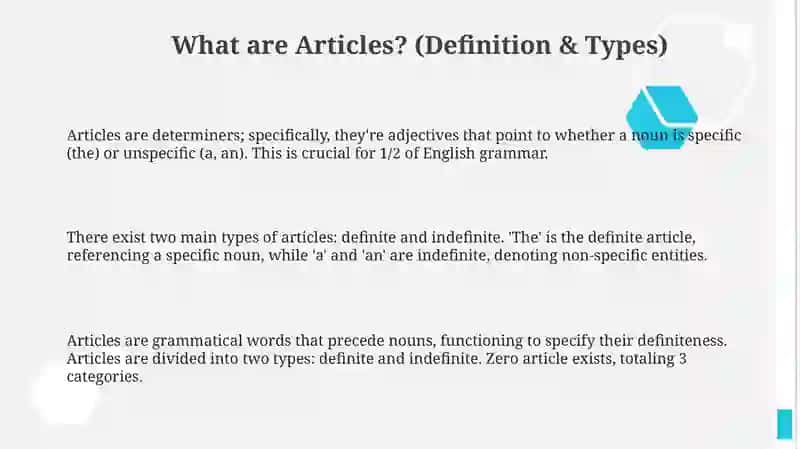 Understand and use articles 3