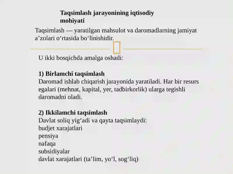 Yaratilgan mahsulot va daromdlarning taqsimlanish tamoyillari 3